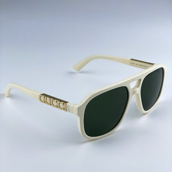 NEW Gucci GG1188S 005 Ivory White Green Pilot Unisex Logo Sunglasses main image 11